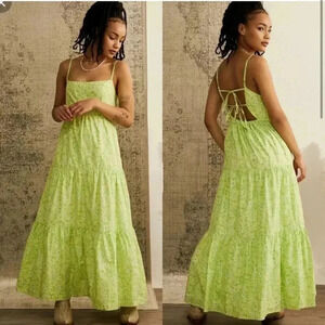 NWT Faithfull the Brand Nyree Open Back Tiered Midi Dress size US10